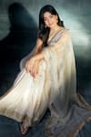 Buy_Lajjoo C_Ivory Organza Embroidery Marodi Deeba Breezy Flora Saree _at_Aza_Fashions