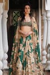 Astha Narang_Green Silk Printed Floral Round Lehenga Set _Online_at_Aza_Fashions