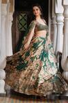 Shop_Astha Narang_Green Silk Printed Floral Round Lehenga Set _Online_at_Aza_Fashions