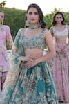 Buy_Astha Narang_Green Organza Printed Floral Round Blouse Lehenga Set For Women_at_Aza_Fashions