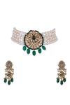 Shop_Riana Jewellery_White Pearl And Bead Multistrand Choker Necklace Set _at_Aza_Fashions