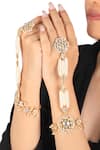 Buy_Riana Jewellery_White Crystals, Pearls Floral Jadau Hathphool Set Of 2 _at_Aza_Fashions