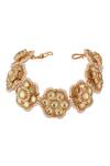 Shop_Riana Jewellery_White Glitter, Stones, Pearls Floral Embellished Bracelet _at_Aza_Fashions