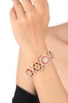 Buy_Riana Jewellery_Red Jadtar Stone Floral Pearl And Ruby Embellished Bracelet _at_Aza_Fashions