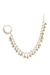 Shop_Riana Jewellery_Green Pearls, Crystals, Stones Kundan And Drop Nath _at_Aza_Fashions