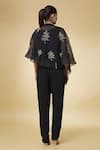 Shop_Varsha Wadhwa_Black Embroidered Pearl Scoop Solid Jumpsuit With Cape  _at_Aza_Fashions