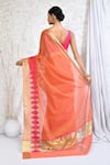 Shop_Nazaakat by Samara Singh_Orange Cotton Silk Woven Diamond Border Saree With Running Blouse_at_Aza_Fashions