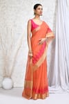 Buy_Nazaakat by Samara Singh_Orange Cotton Silk Woven Diamond Border Saree With Running Blouse_Online_at_Aza_Fashions