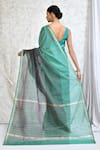 Shop_Nazaakat by Samara Singh_Green Cotton Silk Woven Stripe Solid Border Saree With Running Blouse_at_Aza_Fashions