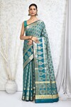 Buy_Nazaakat by Samara Singh_Green Cotton Silk Woven Botanical Saree With Running Blouse_at_Aza_Fashions
