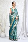 Buy_Nazaakat by Samara Singh_Green Cotton Silk Woven Botanical Saree With Running Blouse_Online_at_Aza_Fashions