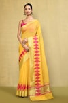 Buy_Nazaakat by Samara Singh_Yellow Cotton Silk Woven Diamond Placement Saree With Running Blouse_at_Aza_Fashions