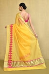 Shop_Nazaakat by Samara Singh_Yellow Cotton Silk Woven Diamond Placement Saree With Running Blouse_at_Aza_Fashions