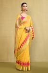 Buy_Nazaakat by Samara Singh_Yellow Cotton Silk Woven Diamond Placement Saree With Running Blouse_Online_at_Aza_Fashions