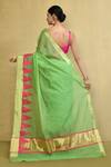 Shop_Nazaakat by Samara Singh_Green Cotton Silk Woven Triangle Placement Saree With Running Blouse_at_Aza_Fashions