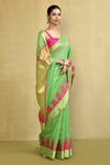 Buy_Nazaakat by Samara Singh_Green Cotton Silk Woven Triangle Placement Saree With Running Blouse_Online_at_Aza_Fashions