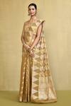 Buy_Nazaakat by Samara Singh_Beige Cotton Silk Woven Floral Jaal Saree With Running Blouse_Online_at_Aza_Fashions
