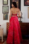 Shop_Moledro_Red Butterfly Net Embroidered Celestial Motifs Tia Skirt Set With Cape_at_Aza_Fashions