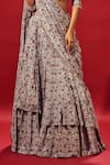 SAMMOHI BY MOKSHA AND HIRAL_Ivory Crepe Silk Print Floral Scoop Pre-draped Saree With Blouse _Online_at_Aza_Fashions