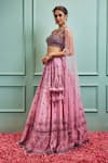 Buy_SAMMOHI BY MOKSHA AND HIRAL_Pink Blouse Embellished Floral Square Neck Hand Lehenga Set _Online_at_Aza_Fashions