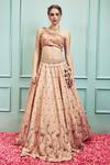 Buy_SAMMOHI BY MOKSHA AND HIRAL_Beige Lehenga And Blouse Dupion Silk Hand Embroidery Floral With _at_Aza_Fashions