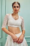 Shop_SAMMOHI BY MOKSHA AND HIRAL_Ivory Lehenga Dupion Silk Hand Embroidery Beads Tear Drop Self Bridal Set _Online_at_Aza_Fashions