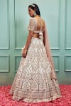 Shop_SAMMOHI BY MOKSHA AND HIRAL_Ivory Lehenga Dupion Silk Hand Embellished Zardozi Square Neck Bridal Set _at_Aza_Fashions