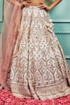 SAMMOHI BY MOKSHA AND HIRAL_Ivory Lehenga Dupion Silk Hand Embellished Zardozi Square Neck Bridal Set _Online_at_Aza_Fashions