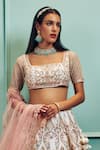 Shop_SAMMOHI BY MOKSHA AND HIRAL_Ivory Lehenga Dupion Silk Hand Embellished Zardozi Square Neck Bridal Set _Online_at_Aza_Fashions