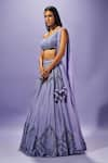 SAMMOHI BY MOKSHA AND HIRAL_Purple Blouse And Lehenga Dupion Silk Hand Embroidery Crystals Asymmetric With _Online_at_Aza_Fashions