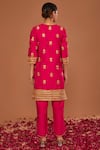 Shop_Preeti S Kapoor_Fuchsia Kurta And Pant Dupion Embroidered Gota Round Slit Set_at_Aza_Fashions