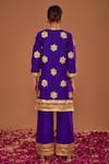 Shop_Preeti S Kapoor_Purple Kurta And Pant Dupion Embroidered Gota Notched Short Set_at_Aza_Fashions