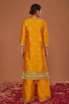 Shop_Preeti S Kapoor_Peach Kurta And Pant Dupion Embroidered Gota Round Set _at_Aza_Fashions