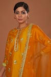 Preeti S Kapoor_Peach Kurta And Pant Dupion Embroidered Gota Round Set _Online_at_Aza_Fashions