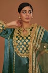 Preeti S Kapoor_Green Kurta And Salwar Silk Hand Embroidered Gota Round Anarkali Set _Online_at_Aza_Fashions