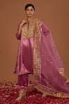Buy_Preeti S Kapoor_Pink Kurta And Salwar Silk Hand Embroidered Gota Round Anarkali Set_at_Aza_Fashions