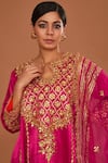 Preeti S Kapoor_Pink Kurta And Salwar Silk Hand Embroidered Gota Round Pearls Anarkali Set _Online_at_Aza_Fashions