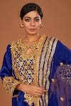 Preeti S Kapoor_Blue Kurta And Salwar Silk Hand Embroidered Gota Round Pearls Anarkali Set_Online_at_Aza_Fashions
