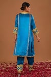 Shop_Preeti S Kapoor_Blue Kurta And Salwar Silk Hand Embroidered Gota Round Pearl Anarkali Set _at_Aza_Fashions