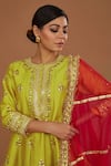 Preeti S Kapoor_Yellow Anarkali And Churidar Dupion Embroidered Gota Round Short Set _Online_at_Aza_Fashions