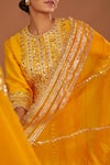 Preeti S Kapoor_Yellow Anarkali And Salwar Dupion Embroidered Gota Round Set_Online_at_Aza_Fashions