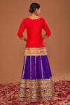 Shop_Preeti S Kapoor_Purple Kurta And Lehenga Dupion Silk Embroidered Gota Round Short Set_at_Aza_Fashions