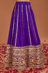 Buy_Preeti S Kapoor_Purple Kurta And Lehenga Dupion Silk Embroidered Gota Round Short Set_Online_at_Aza_Fashions