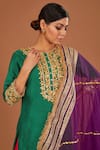 Preeti S Kapoor_Fuchsia Kurta And Lehenga Dupion Embroidered Gota Round Set_Online_at_Aza_Fashions