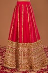 Buy_Preeti S Kapoor_Fuchsia Kurta And Lehenga Dupion Embroidered Gota Round Set_Online_at_Aza_Fashions