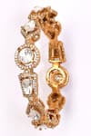 Preeti Mohan_Gold Plated Stones Embellished Geometric Bangle _Online_at_Aza_Fashions