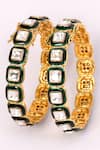 Preeti Mohan_Green Stones Studded Bangles- Set Of 2 _Online_at_Aza_Fashions