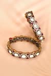 Shop_Preeti Mohan_Red Stones, Rhinestones Ruby Embellished Bangles- Set Of 2 _at_Aza_Fashions