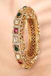 Shop_Preeti Mohan_Multi Color Stones Navratna Studded Bangle _at_Aza_Fashions