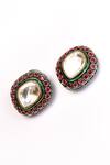 Preeti Mohan_Red Stones Ruby Studded Earrings _Online_at_Aza_Fashions